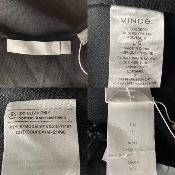 Vince Bonded Laser Black Tank Side Split Keyhole Back High Neck NWT Size Large - Picture 6 of 16